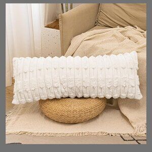 New in open box. Faux Fur Long Pillow Covers 14 x 36 inch, Cream Soft Decorative